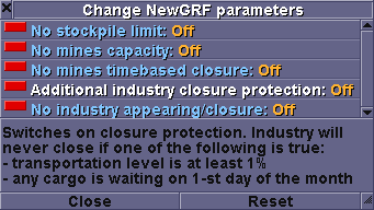 NewGRF parameters window